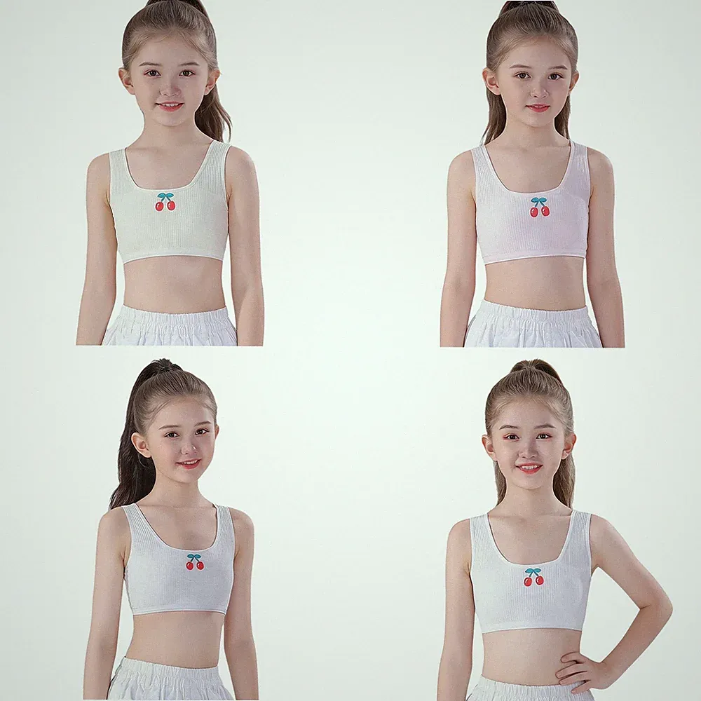 Mädchen Tanktop Gerippt Gerippte Weste Aktiv Crop-Top Kinder Trainings-BH Süß