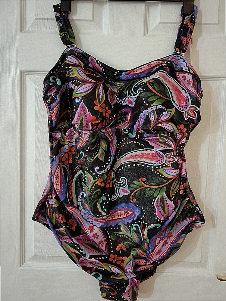 Magisculpt Control Badeanzug Lose An Inch Damen Größe 28 & 30 schwarz Paisley NEU