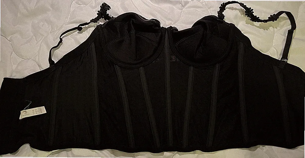 Marie Jo Damen Korsagen-BH 80C Schwarz kariert Schleife Bügel BH-Träger