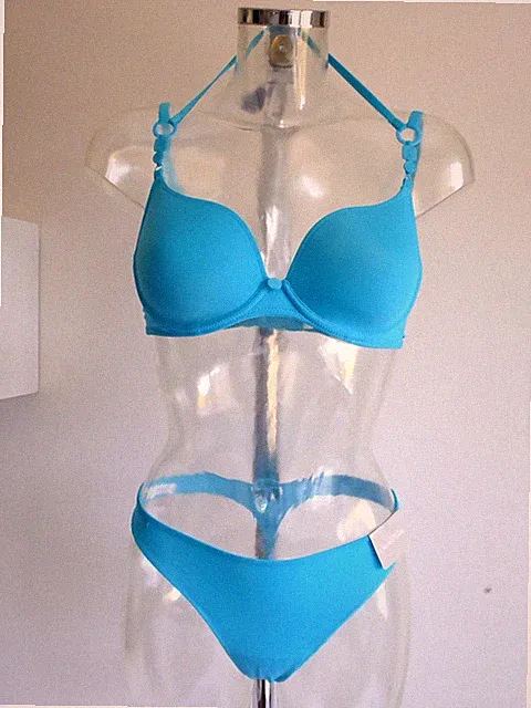 MARIE JO L'AVENTURE BügelBHSet SEBASTIAN unterlegt/Form rund/blau +String 42/75C