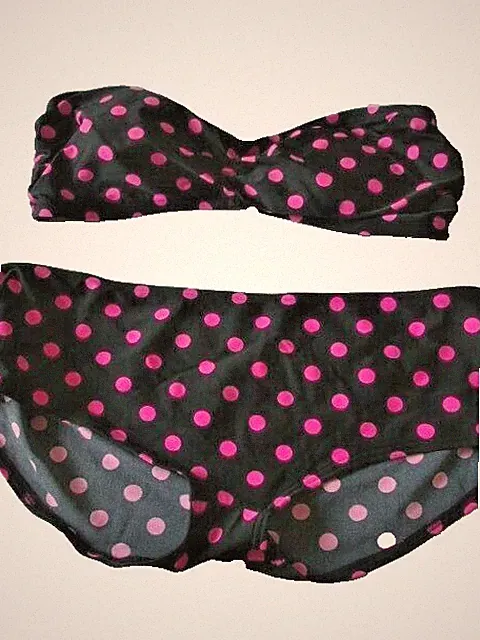 Marks & Spencer Schwarz Mix Gepolstert Bandeau Tupfen Trägerlos Bikini/Short Set 18