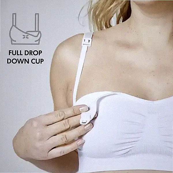 Medela Schwangerschafts- und Still BH Bustier, Freihändig Stillen, Gr. M, weiß