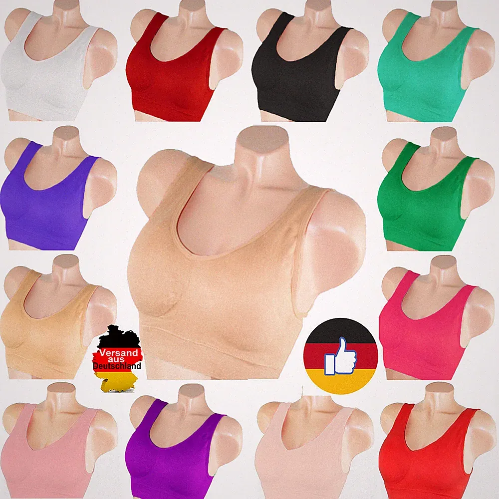Mikrofaser Sport-BH Einlagen Wohlfühl Bustier nahtlos ohne Bügel Sport M-XL