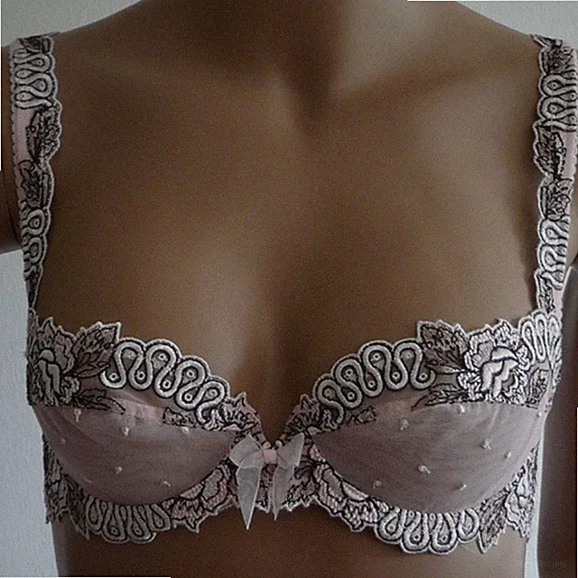 Millesia Diamant Balconnet Halbschalen-BH ungepolstert Spitze und Tüll rosa B-C