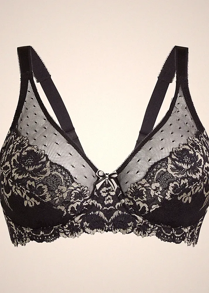 Minimizer BH mit Bügel Gr. 75C Schwarz/Wollweiß Damen-Bra Oberteil Neu*