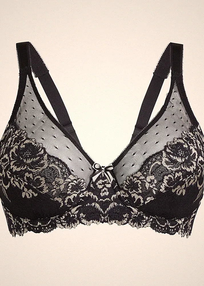 Minimizer BH mit Bügel Gr. 75C Schwarz/Wollweiß Damen Unterwäsche Oberteil Neu