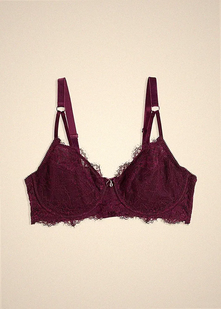 Minimizer BH mit Bügel Gr. 95 Cup F Lila Damen-Unterwäsche Bra Neu