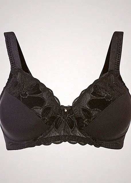 Minimizer BH mit Bügel m Samt-Stickerei Gr. (80) E Schwarz Damen Unterwäsche Neu