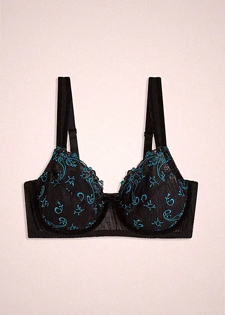 Minimizer BH mit Details aus Samt Gr. (80) G Schwarz Damen-Bra Oberteil Neu*