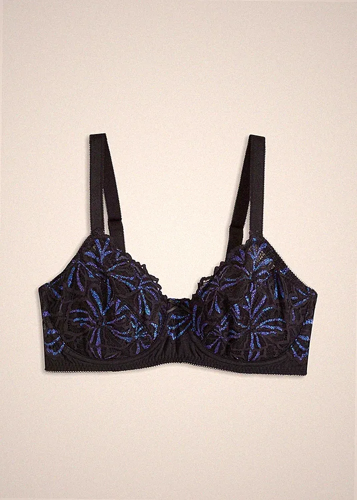Minimizer-BH mit mehrfarbigem Glitzergarn Gr. 85 Cup D Schwarz Bügel-Bra Neu*
