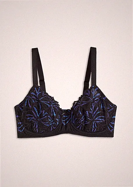 Minimizer-BH mit mehrfarbigem Glitzergarn Gr. 85 Cup D Schwarz Damen-Bra Neu