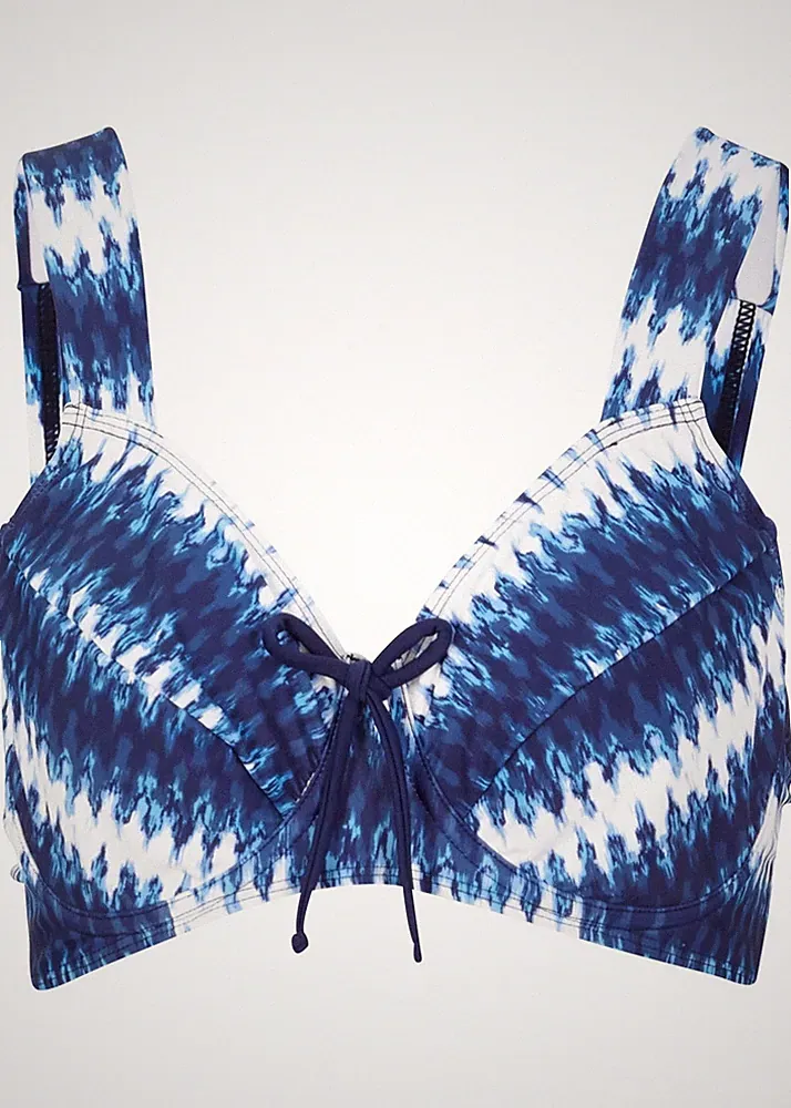 Minimizer Bikini Oberteil Gr. 75 Cup C Mitternachtsblau Weiß Schwimm-Bade-BH Neu