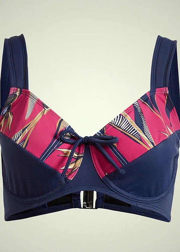 Minimizer Bikini Oberteil Gr. (80) D Dunkelblau Fuchsia Damen Bade-BH Neu*