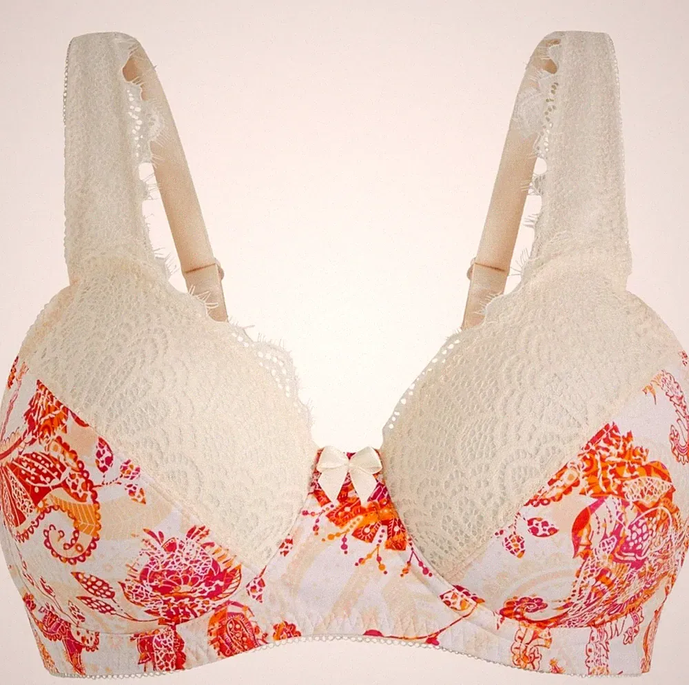 Minimizer Bügel-BH Gr. (80) F Creme Tieforange Unterwäsche Bra Oberteil Neu*