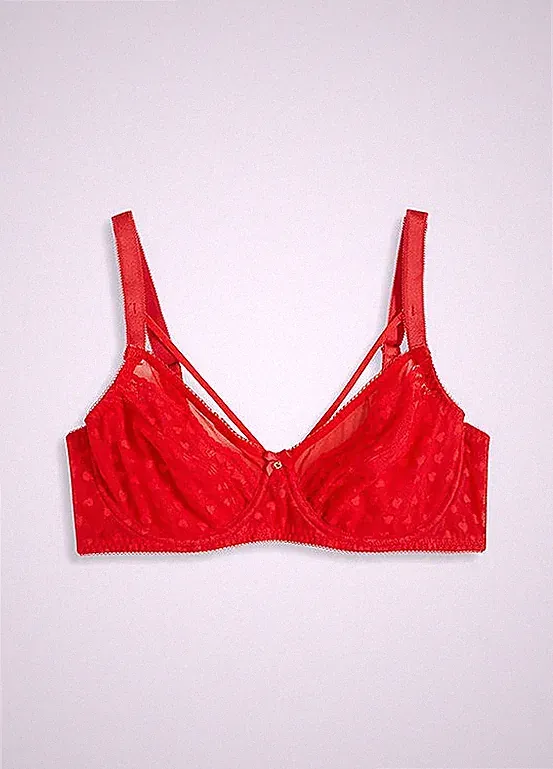 Minimizer-Bügel-BH mit Herzmuster Gr. 85 Cup G Erdbeere Damen-Bra Oberteil Neu*