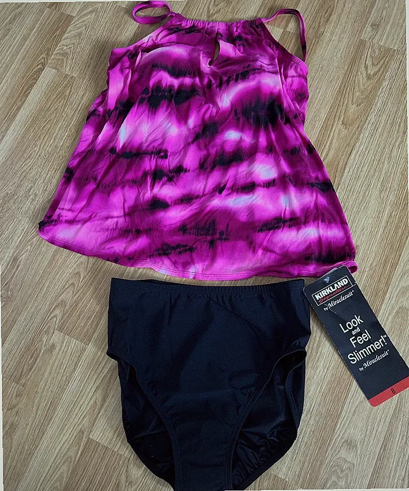 Miraclesuit Tankini Oberteil & Slip Kirkland Electric Pink Guckloch USA 8 (UK 10)