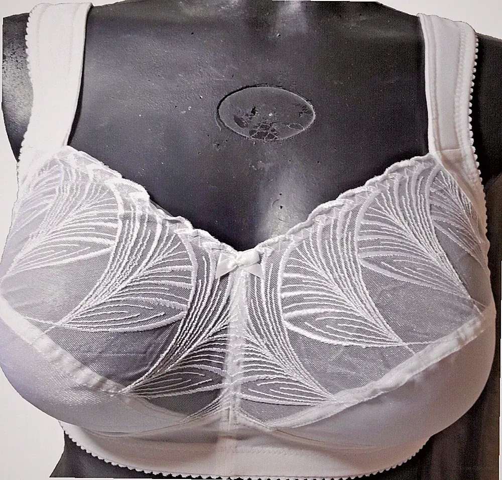 Miss Mary of Sweden 2125 Damen Ohne Bügel-BH Gr.80E UK36DD Spitze Mesh Tüll Weiß