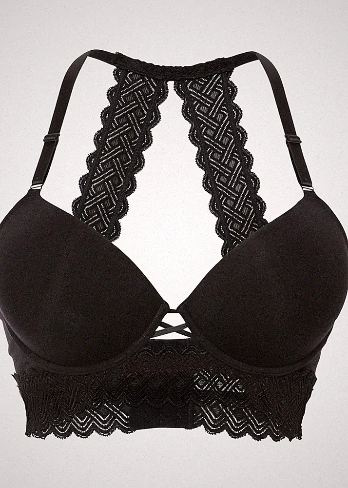Modischer Schalen BH mit Racerback Gr. (100) D Schwarz Damen-Bra Oberteil Neu*