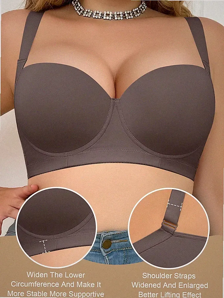 Mokka brauner nahtloser Damen BH in Große Größen Minimalistischer Billig24