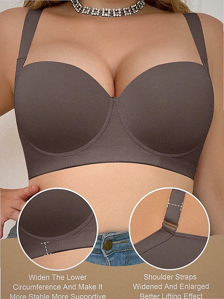 Mokka brauner nahtloser Damen BH in Große Größen Minimalistischer Billig24