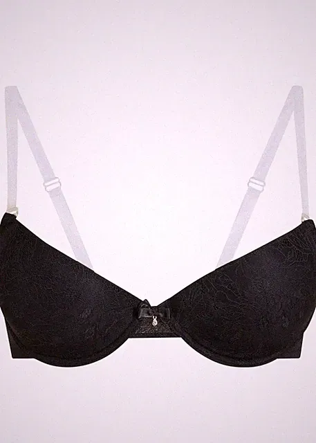 Multiway-Schalen BH mit Bügel und transparenten Trägern Gr. 80 Cup D Schwarz Neu