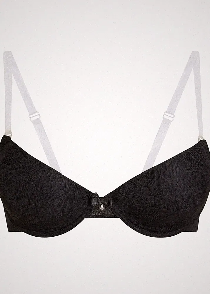 Multiway-Schalen BH mit Bügel und transparenten Trägern Gr. (85) B Schwarz Neu