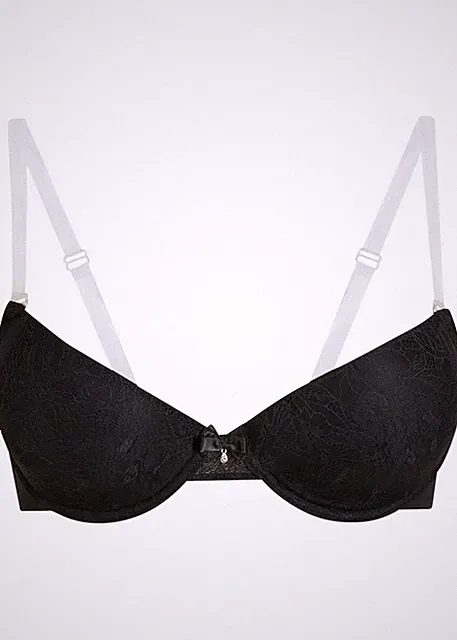 Multiway-Schalen BH mit Bügel und transparenten Trägern Gr. 85 Cup D Schwarz Neu