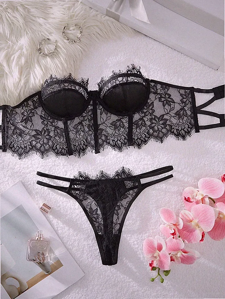Myrelith 2er Set Spitze Träger Bandeau BH mit Bügel Billig24