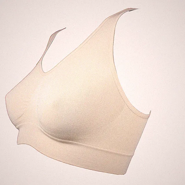 nahtlos Form BH Sport Bra vorgeformt soft Cup beige Sporttop Top Bu Wäschebeutel