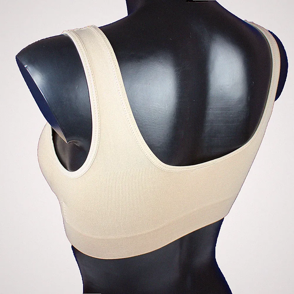 nahtlos Push up BH Sport Form Bra ohne Bügel beige Sporttop Top Bustier