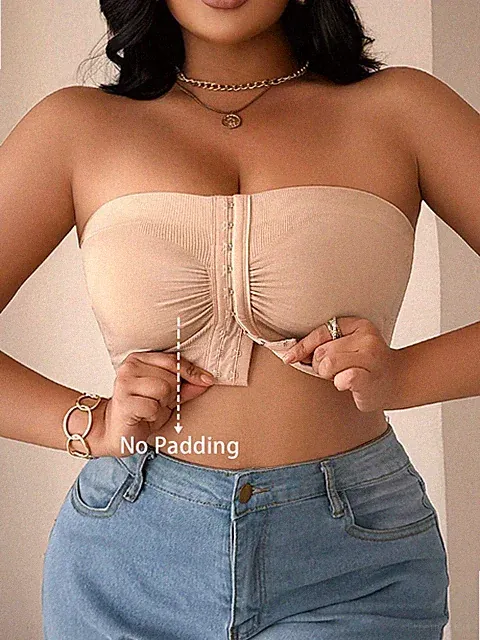 Nahtloser Bandeau BH mit Frontverschluss für Plus Size Damen Billig24
