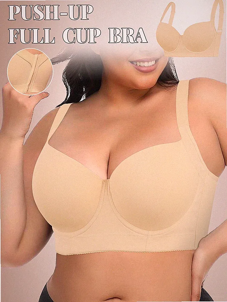 Nahtloser beiger Damen BH in großen Größen Bequemer, minimalistischer Billig24