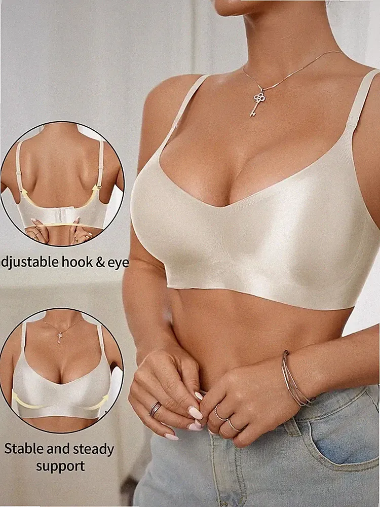 ✅ Nahtloser BH Bralette Weich Ohne Bügel Spurlos XXL Sport BH Atmungsaktiv Beige
