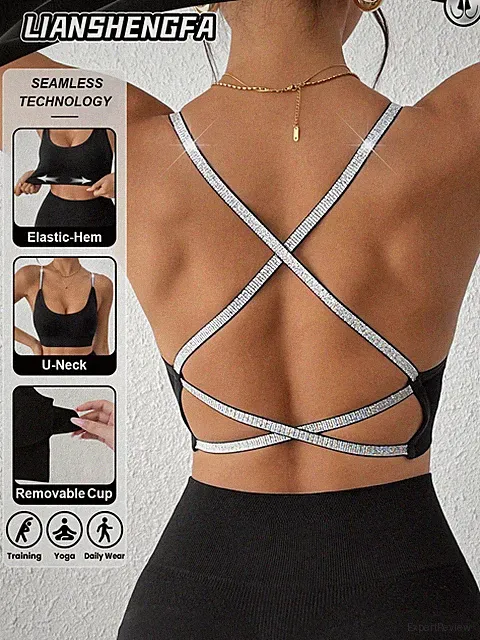 Nahtloser Criss Cross Träger Sport BH für hohen Komfort und Halt Billig24