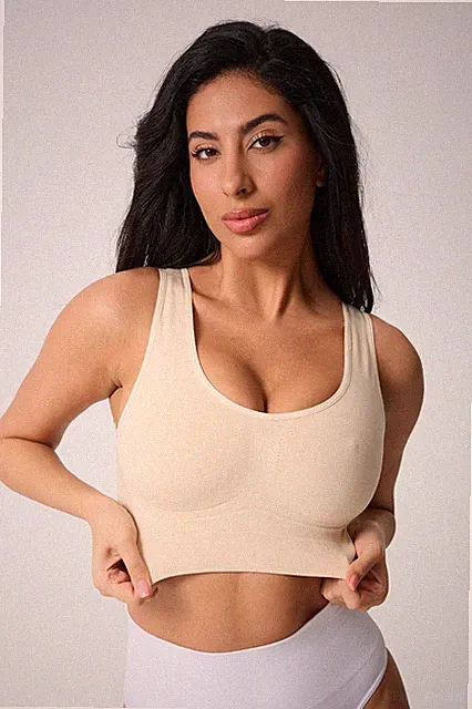 Nahtloser Damen BH Top – Soft, Atmungsaktiv & Bequem – Hautfarbenes Bustier ohne