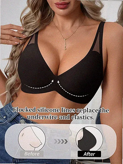 Nahtloser, drahtloser BH für Damen mit V Ausschnitt Bequemer Mesh Billig24
