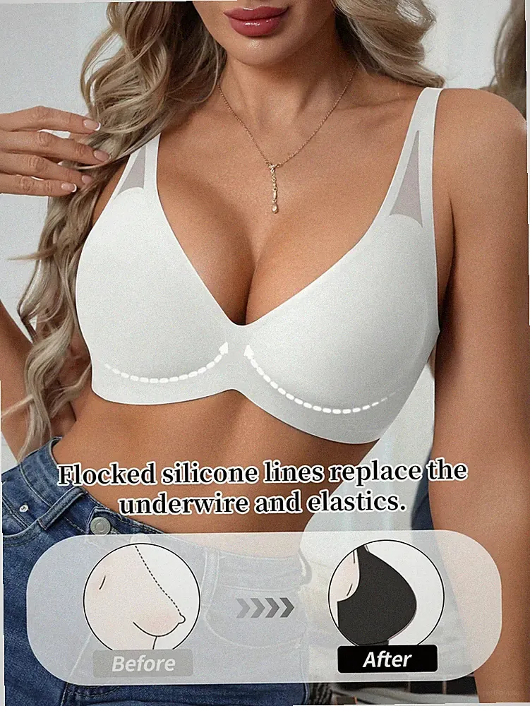 Nahtloser, drahtloser BH für Damen mit V Ausschnitt und weicher Billig24