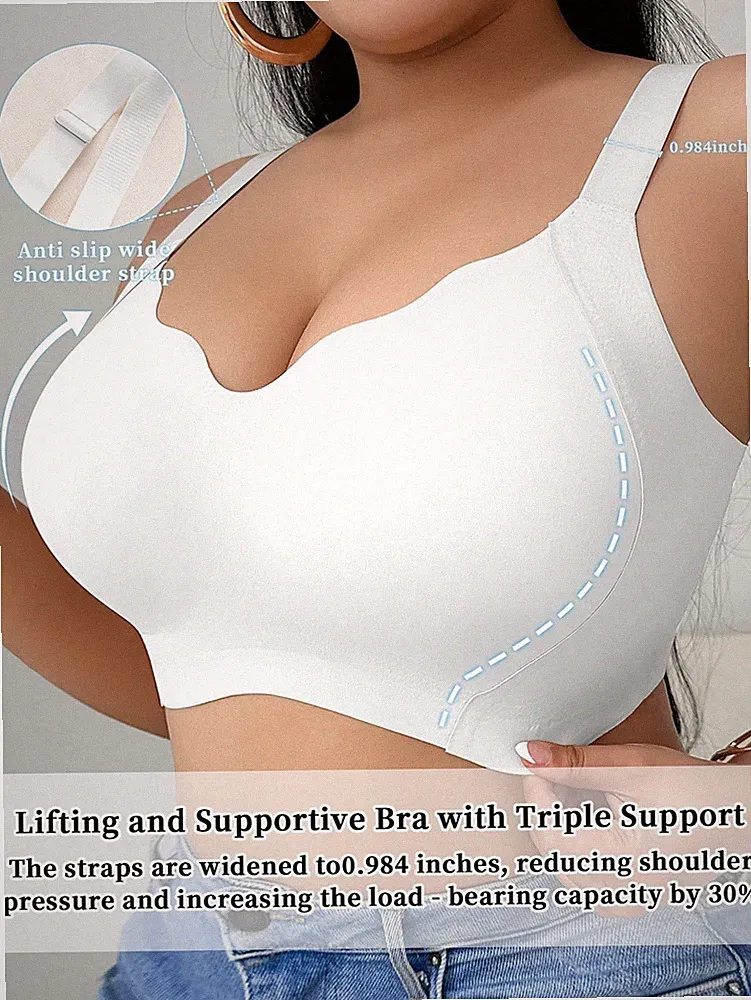 Nahtloser Drahtloser BH in Große Größen Bequemer V Ausschnitt für Billig24