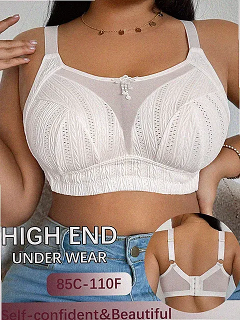 Nahtloser drahtloser BH in Große Größen mit einfarbigem Mesh Patchwork Billig24