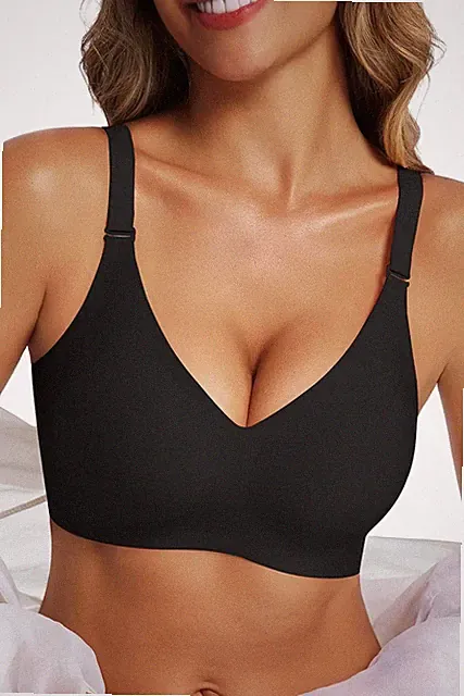 Nahtloser Push-Up BH Damen Ohne Bügel – T‑Shirt BH, Atmungsaktiv, V-Ausschnitt