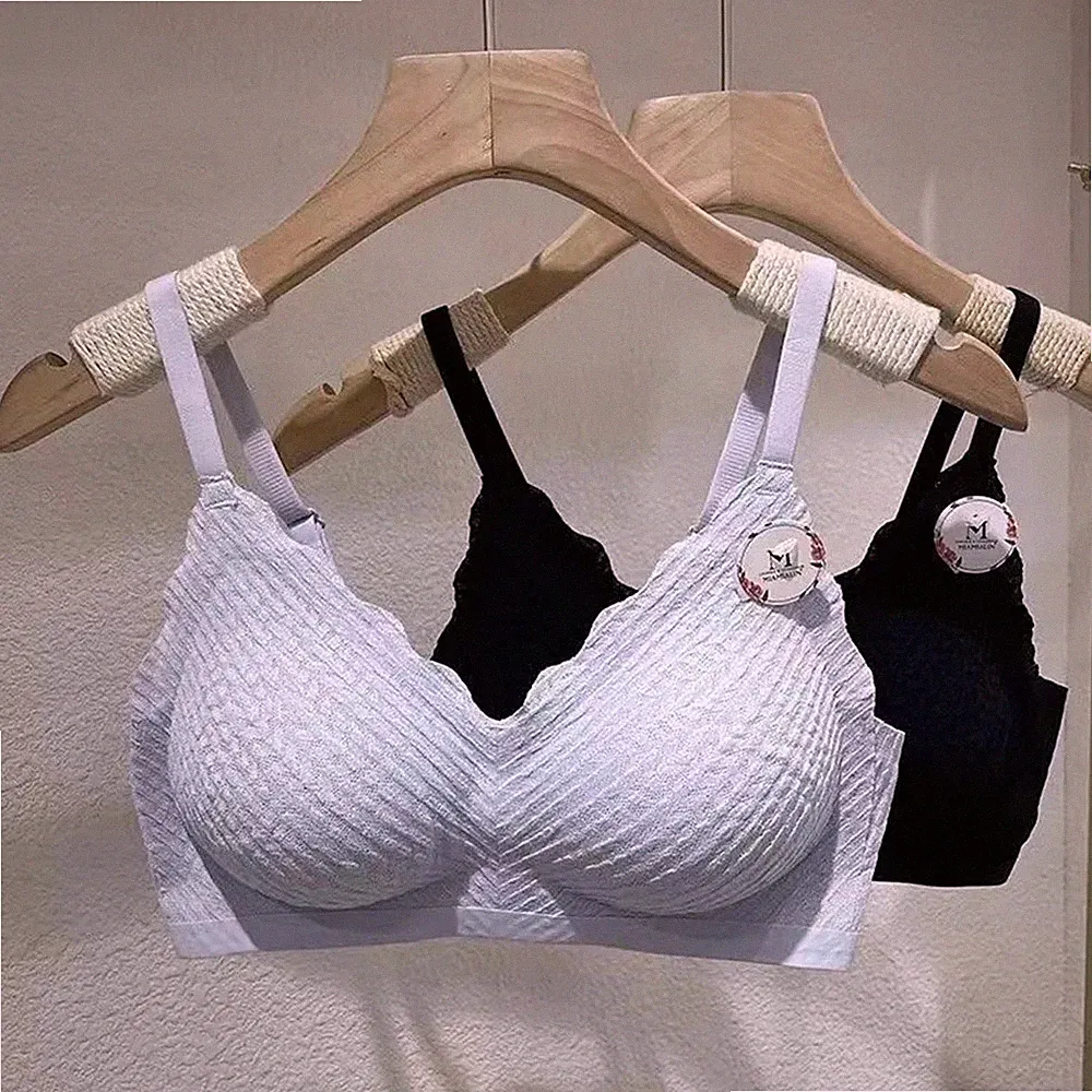Nahtloser Spitzen BH Damen dünnes Pad kleine Bruststütze mit Anti-Sack-Funktio