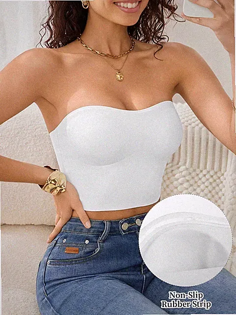 Nahtloser, trägerloser Bandeau BH für Damen in Schwarz, Aprikosenfarben Billig24