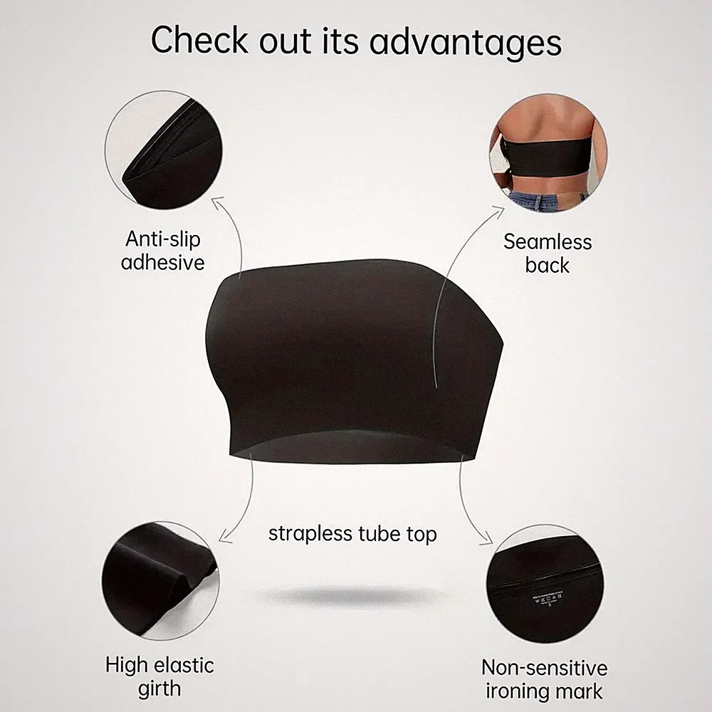 Nahtloser Trägerloser BH für Damen Eis Seide Stoff Oversize Rutschfeste Unters