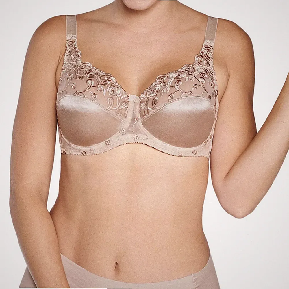 Naturana Damen Bügel-BH mit Spitze Elegant Lace Mittelträger-BH glänzend