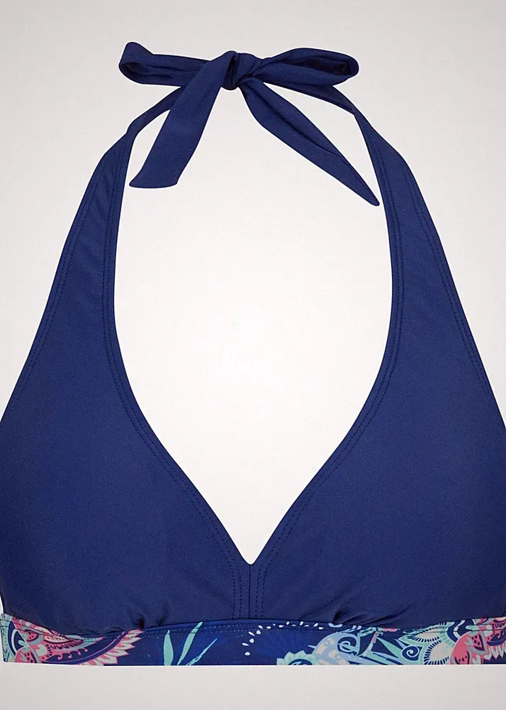 Neckholder Bikini Oberteil Gr. 36 Blau Damen Bademode Schwimm-Bade-BH Neu*