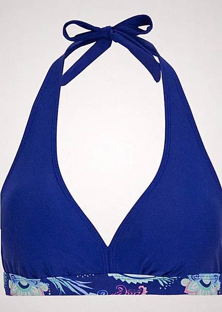 Neckholder Bikini Oberteil Gr. 38 Blau Damen Bademode Schwimm-Bade-BH Neu