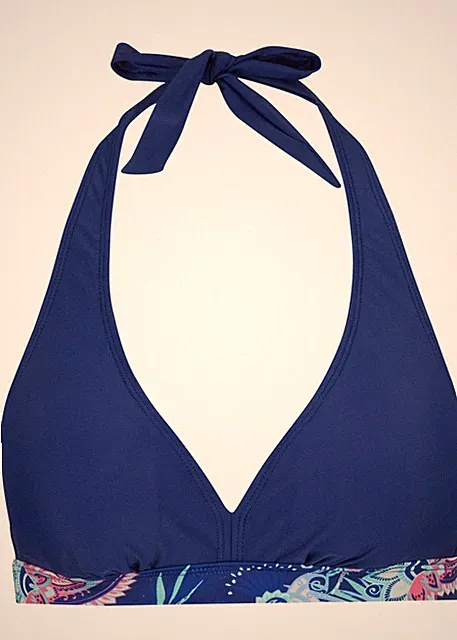 Neckholder Bikini Oberteil Gr. 40 Blau Bikinioberteil Schwimm-Bade-BH Neu
