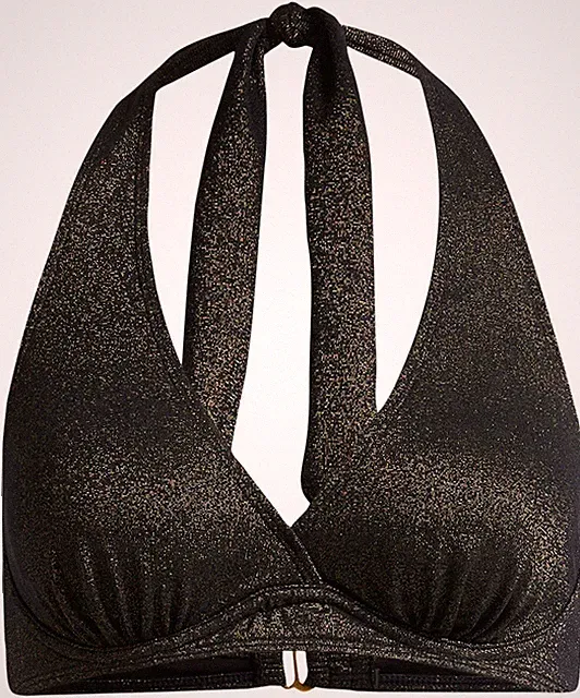 Neckholder Bikini Oberteil Gr. 70 Cup B Schwarz Bademode Schwimm-Bade-BH Neu