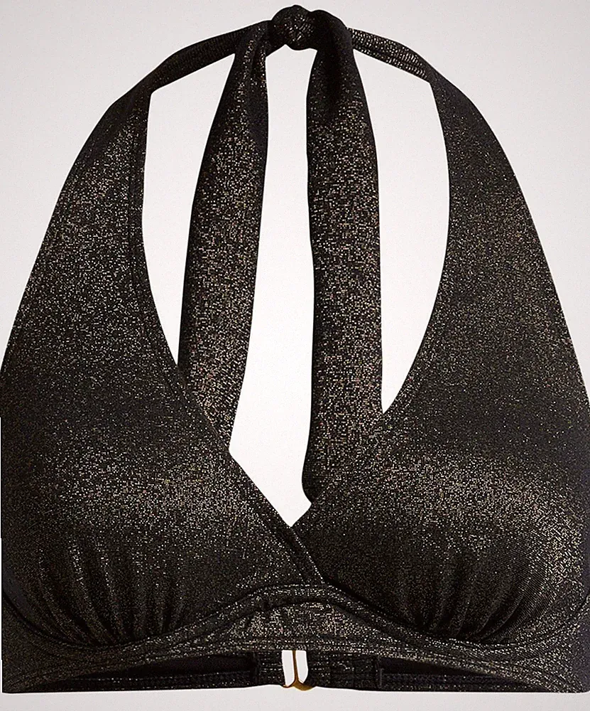 Neckholder Bikini Oberteil Gr. (80) B Schwarz Damen Schwimm-Bade-BH Neu*