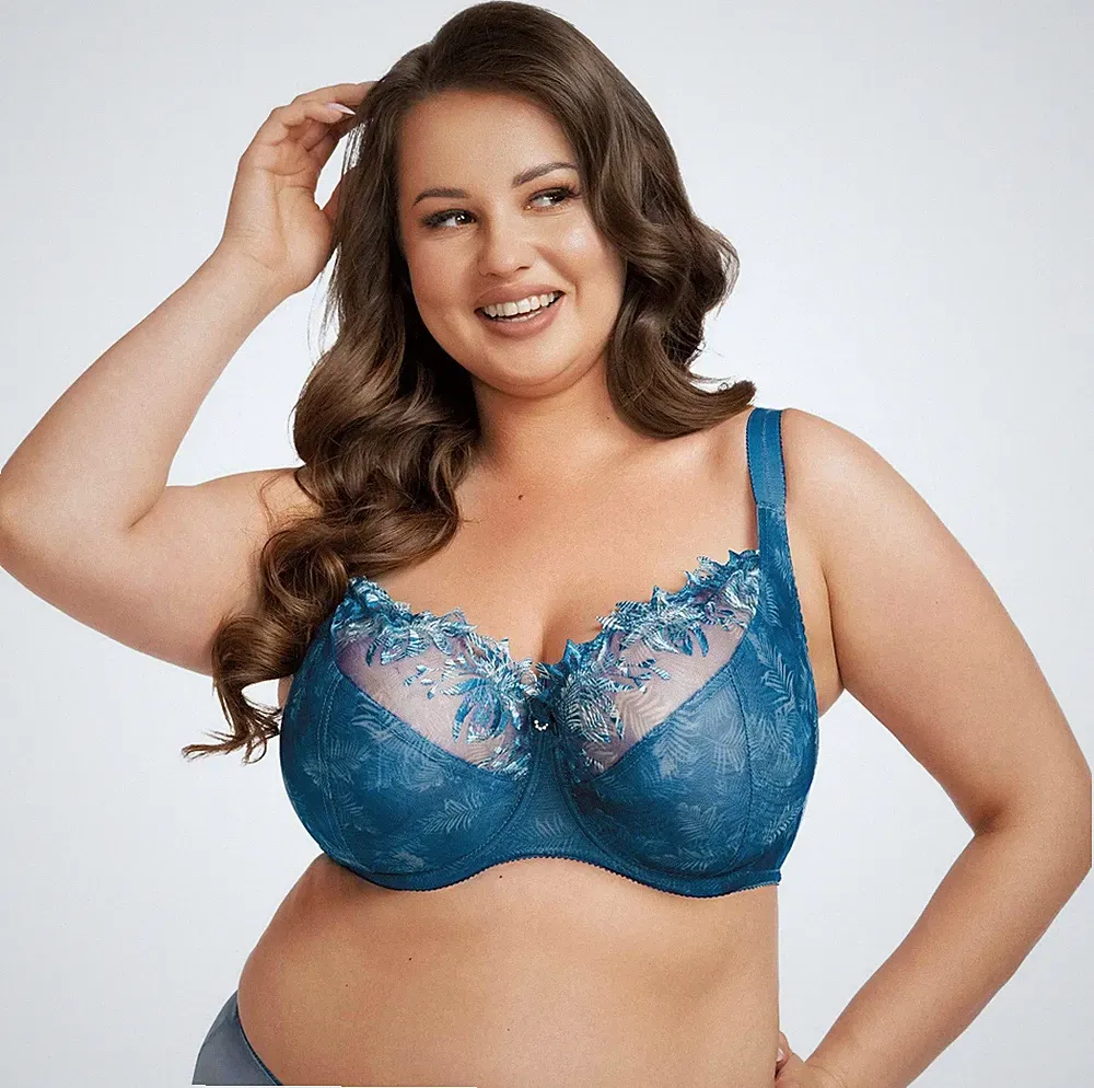 Nessa Bügel BH blau große Größen breite Träger starker Halt Übergröße Dessous